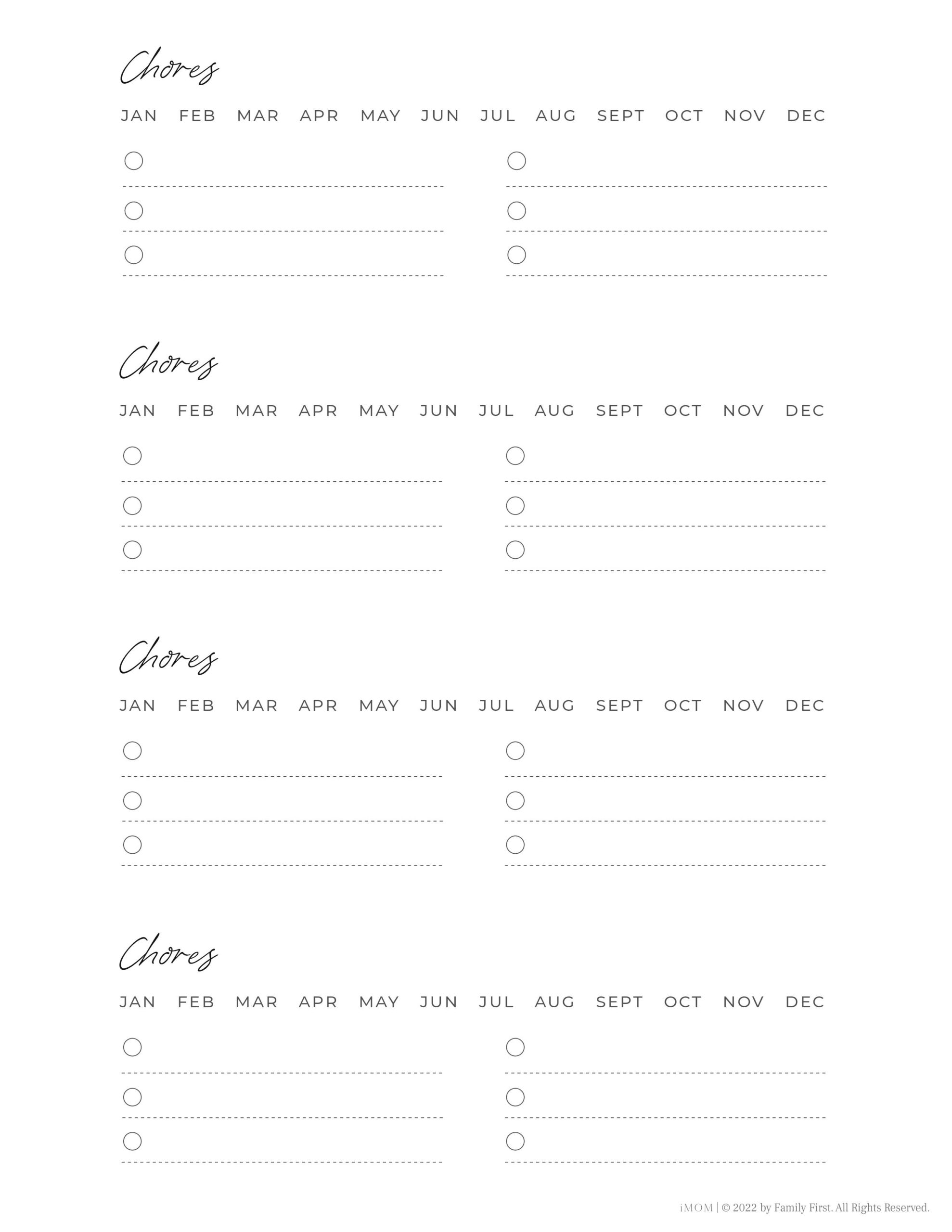 Monthly Chore Chart IMOM