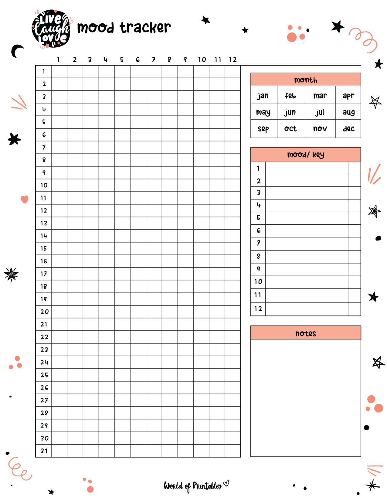 Download Printable Circular Mood Tracker Template PDF