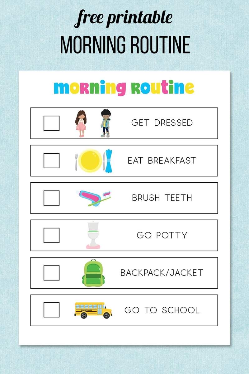 Printable Morning Routine Chart Mama Papa Bubba