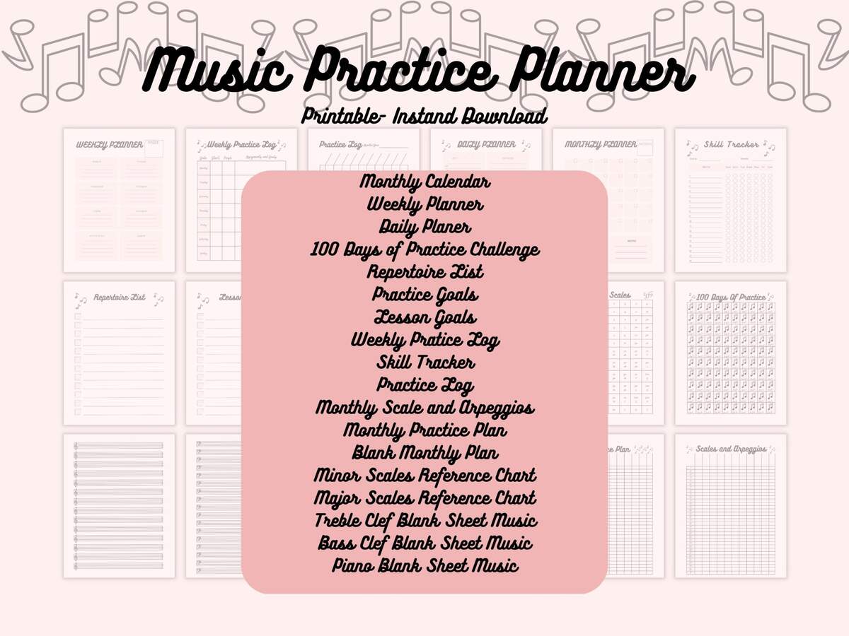 Piano Practice Chart Monthly Etsy