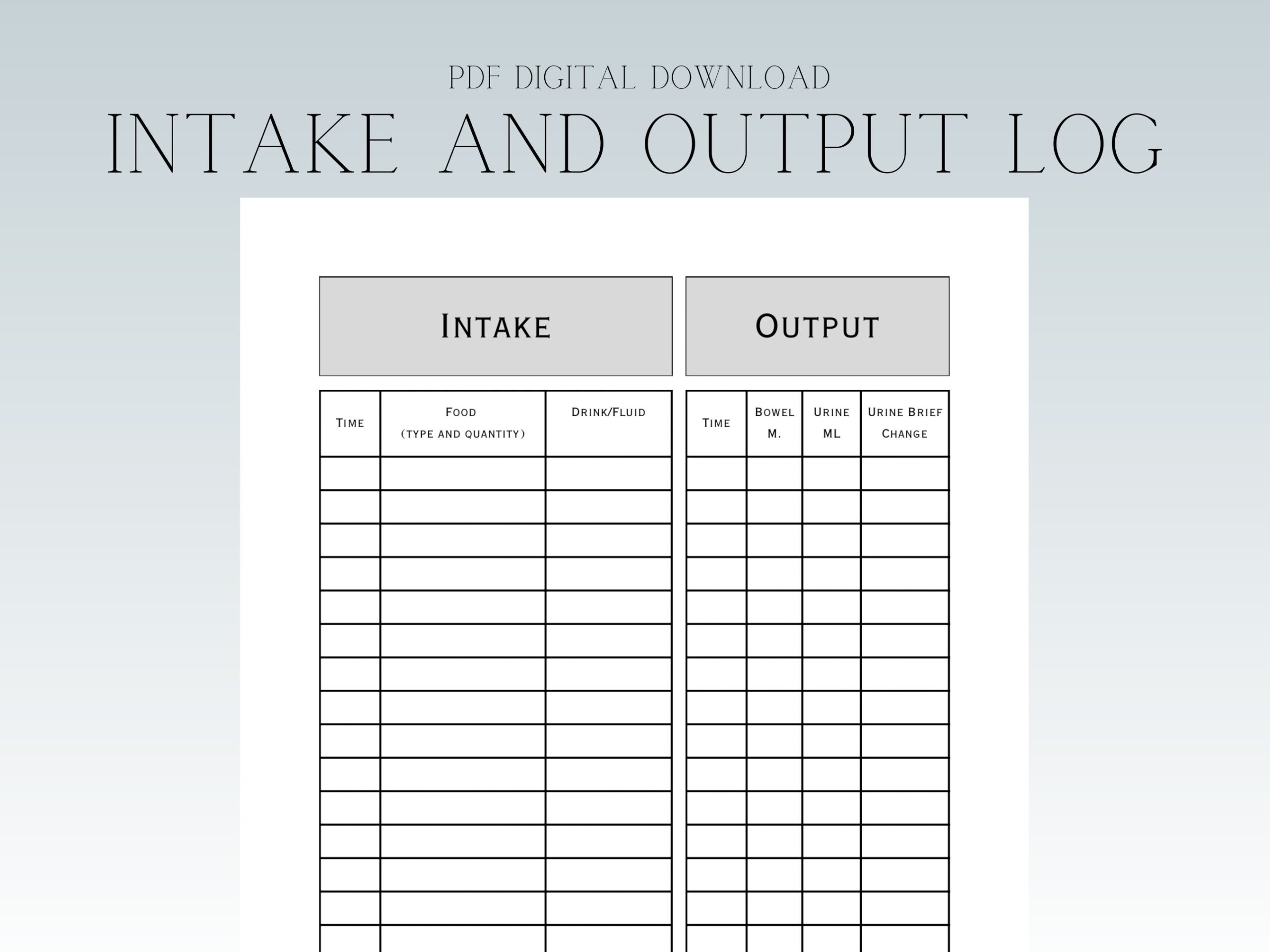 Nursing Intake Output Chart Etsy