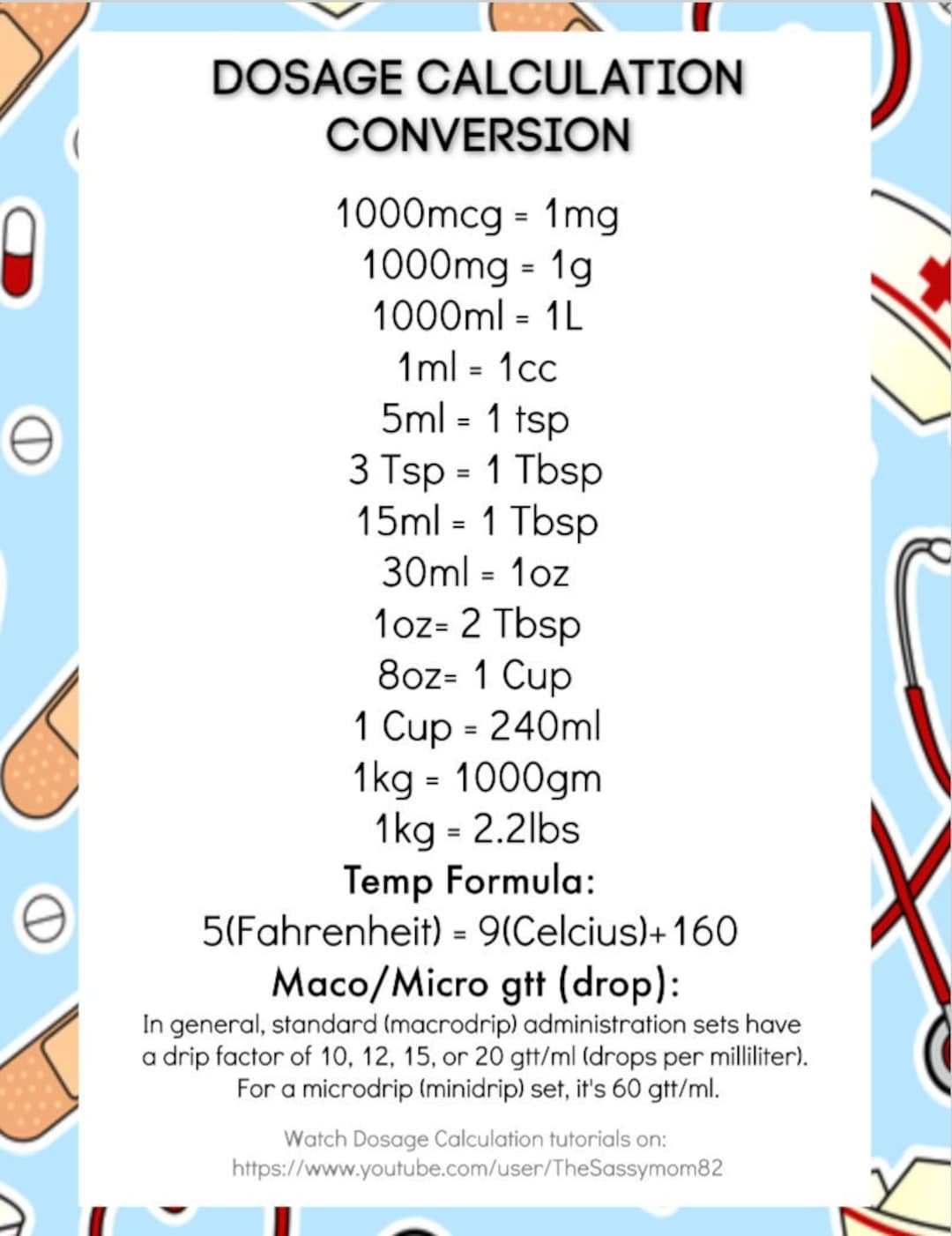 Nursing Student Dosage Calculations Conversion Sheet Plus FREE Video Tutorials Etsy Nursing Student Dosage Calculations Conversion Sheet Plus FREE Video Tutorials Etsy