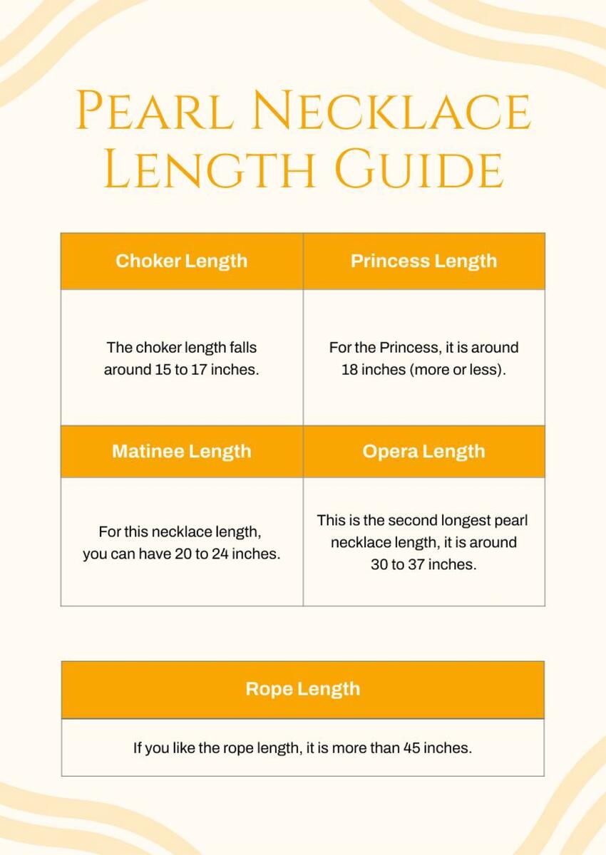 Pearl Necklace Size Chart In Illustrator PDF Download Template
