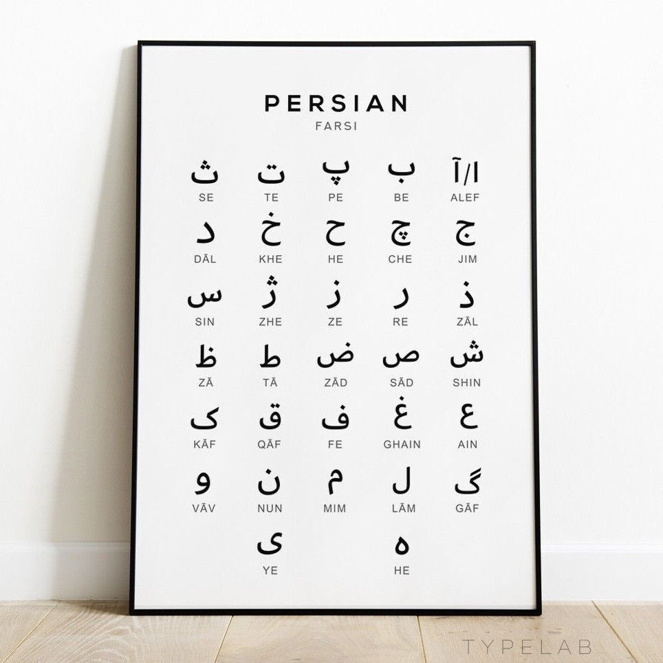 Persian Alphabet Chart Print Farsi Language Wall Art Alphabet Poster EBay