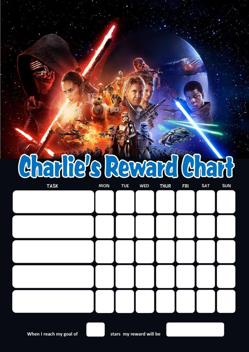 Personalised Star Wars Reward Chart Adding Photo Option Available Personalised Star Wars Reward Chart Adding Photo Option Available