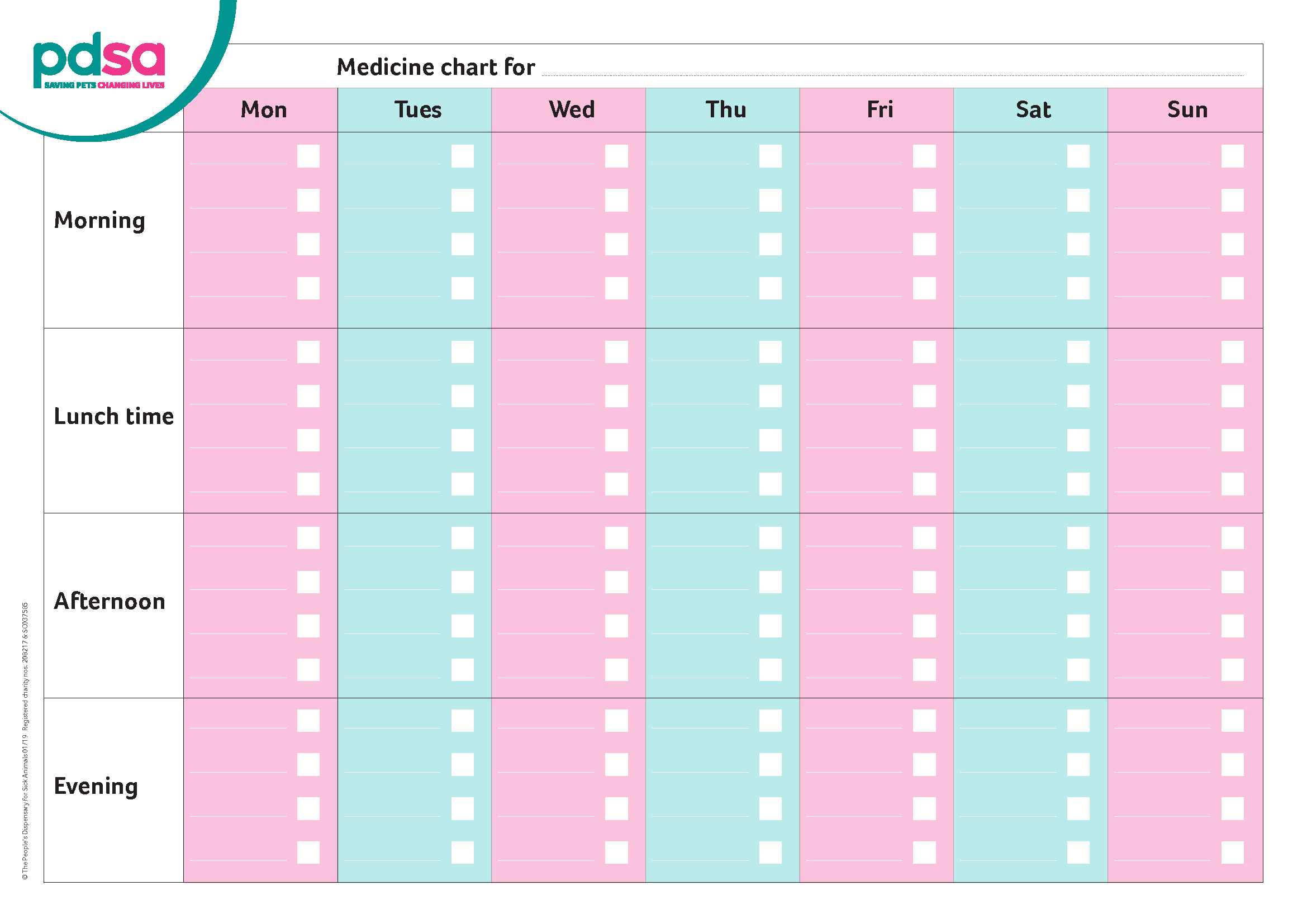 Pet Medication Planner PDSA Pet Medication Planner PDSA
