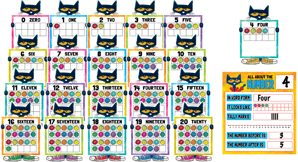 Pete The Cat Numbers 0 20 Bulletin Board TCR62005 Teacher Created Resources