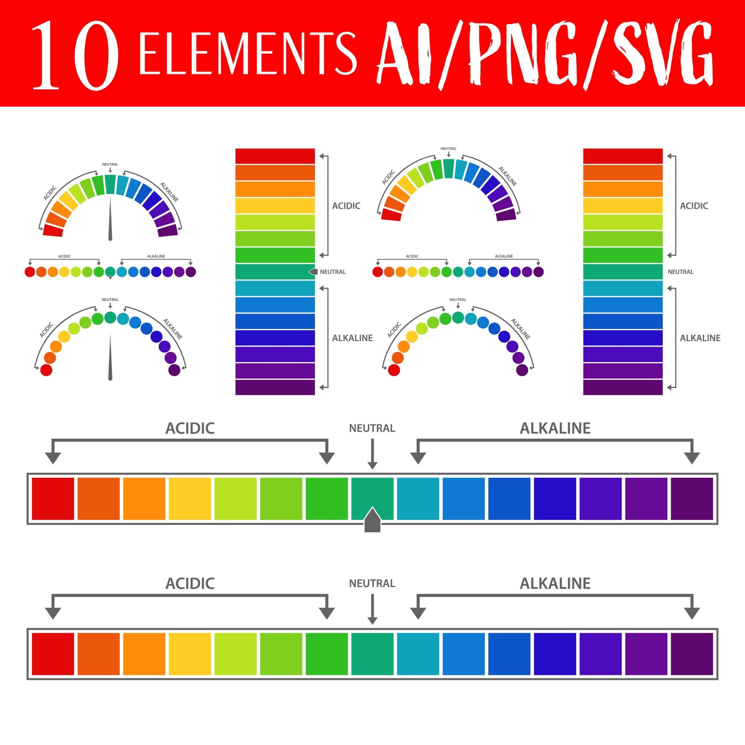 PH Value Scale Clipart Vector Scientific Design Graphics Digital Art Chemistry Printable Scale Elements Vector Illustration PH Chart Digital Etsy Sweden