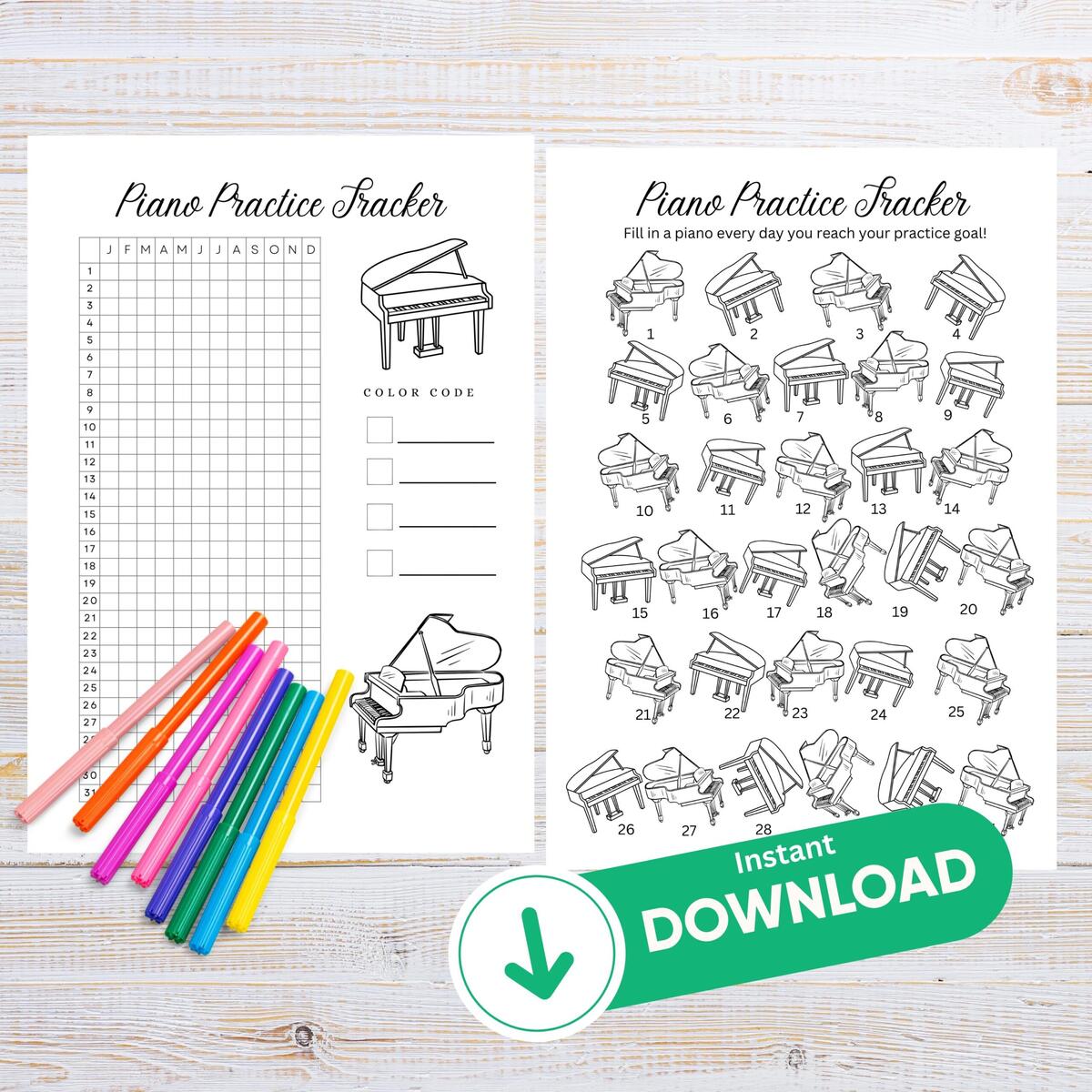 Piano Practice Chart Monthly Etsy