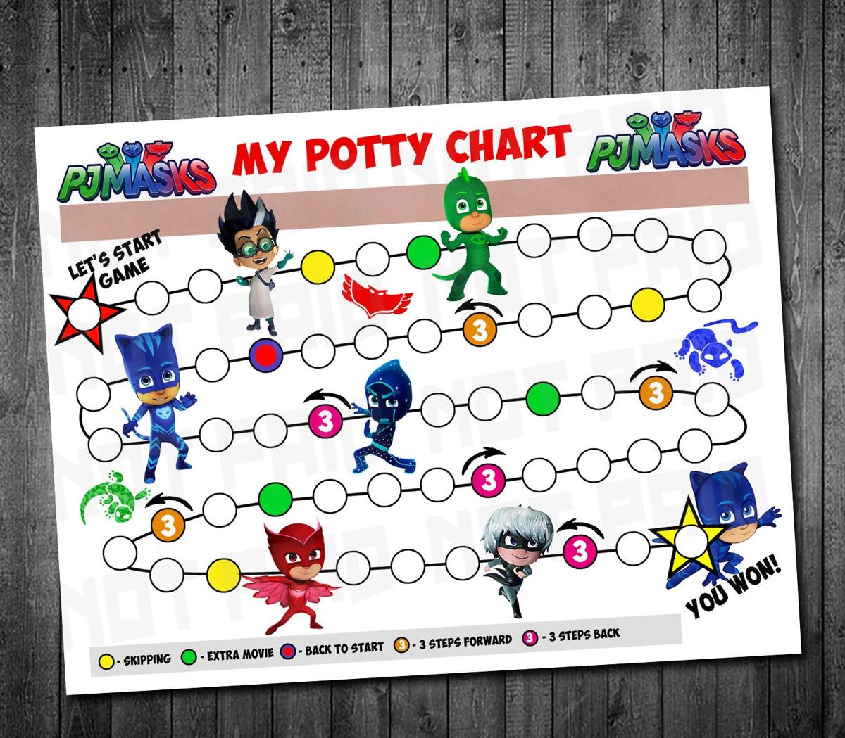 PJ Masks Potty Training Chart PJ Masks Reward Chart Etsy Canada