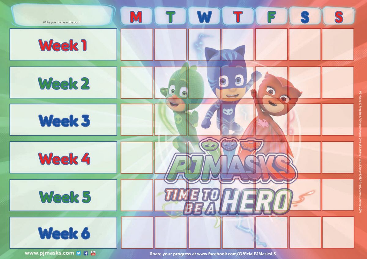 PJ Masks Potty Training Reward Chart Printable PDF Potty Training Guide Reward Charts For Kids My