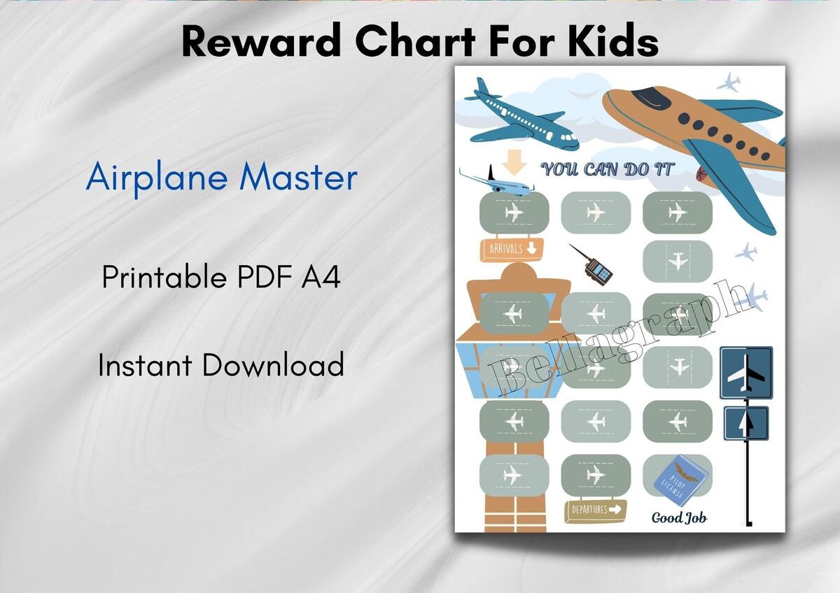 Printable Airplane Reward Chart Behavior Task Chart Toddler Reward Sticker Chart Plane Kids Chart Etsy