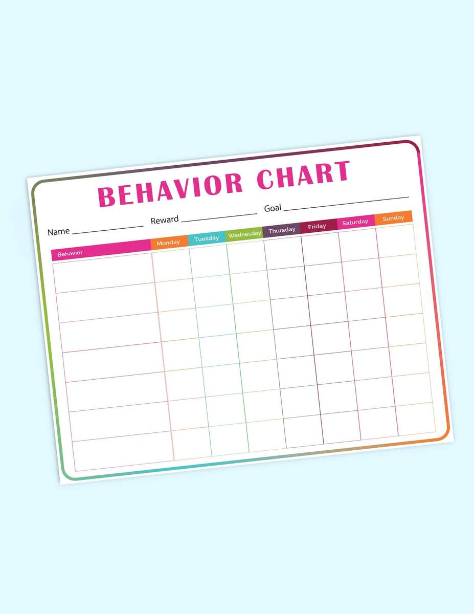 Printable Behavior Chart For Kids