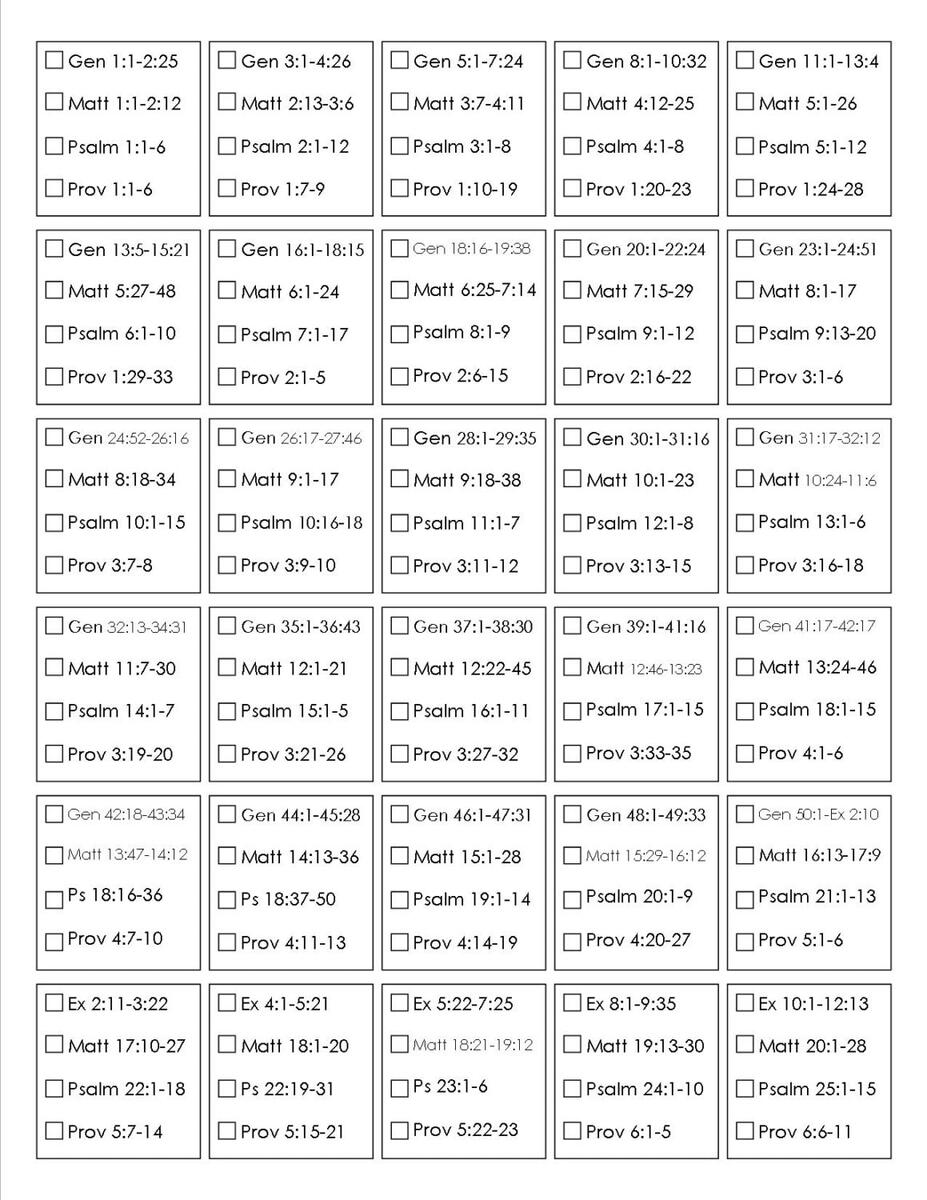 Read The Bible In A Year Chart Traditional Bible Reading Plan Printable Bible In A Year Chart Bible Reading Tracker Bible Tracker Etsy