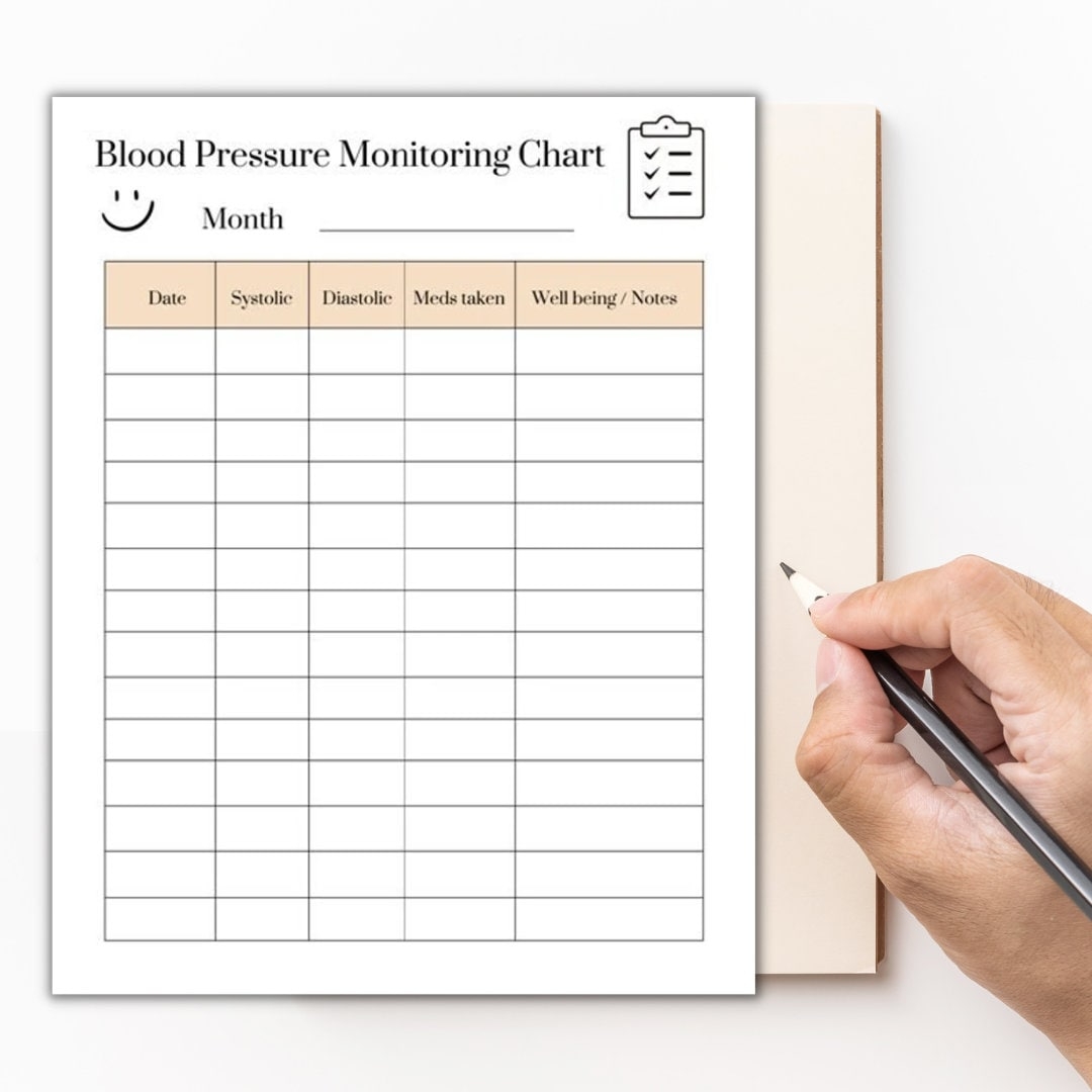 Blood Pressure Log Sheet Paper Trail Design