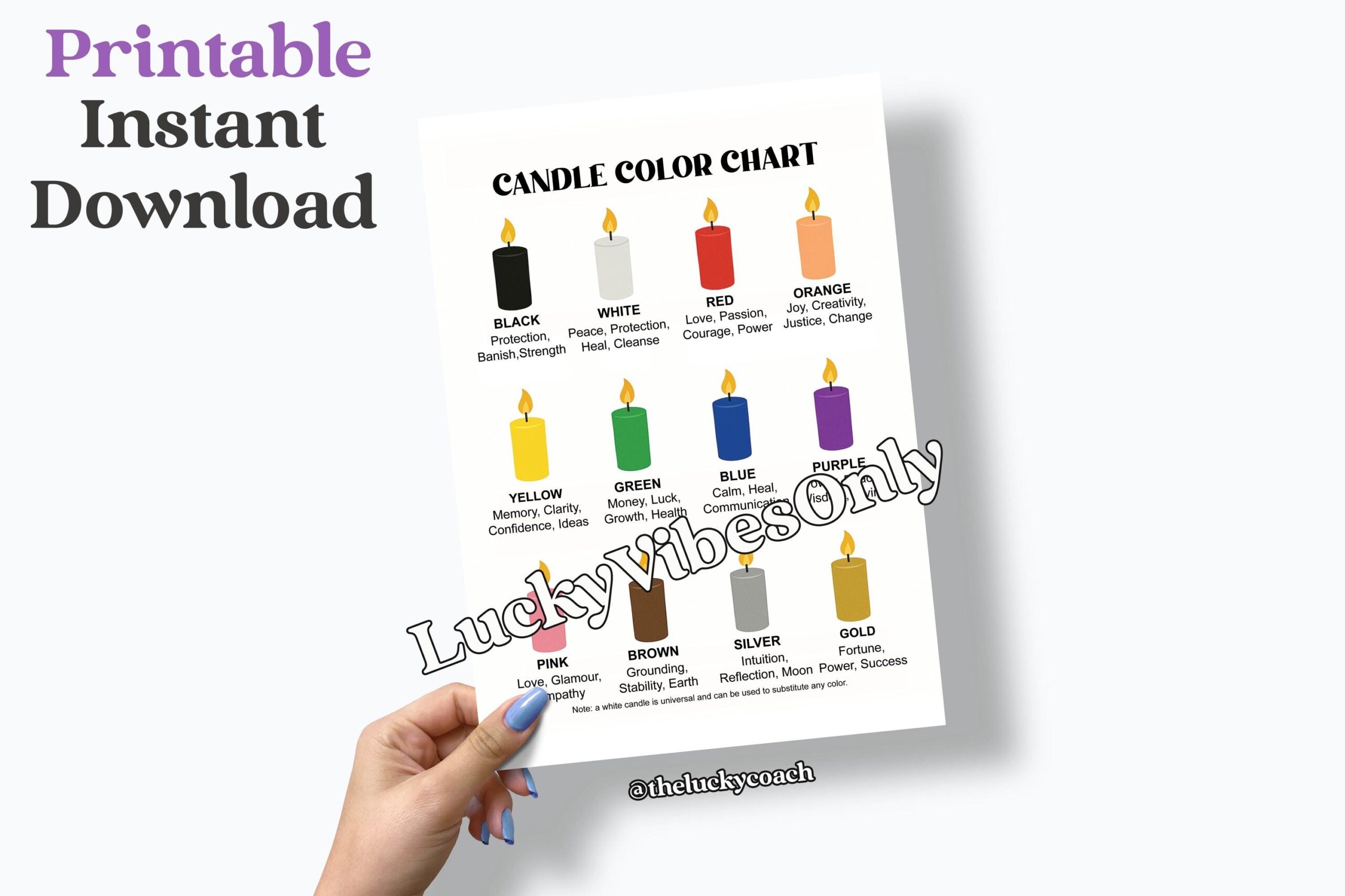 Printable Candle Color Chart Reference Guide Digital Download JPG PDF File Etsy