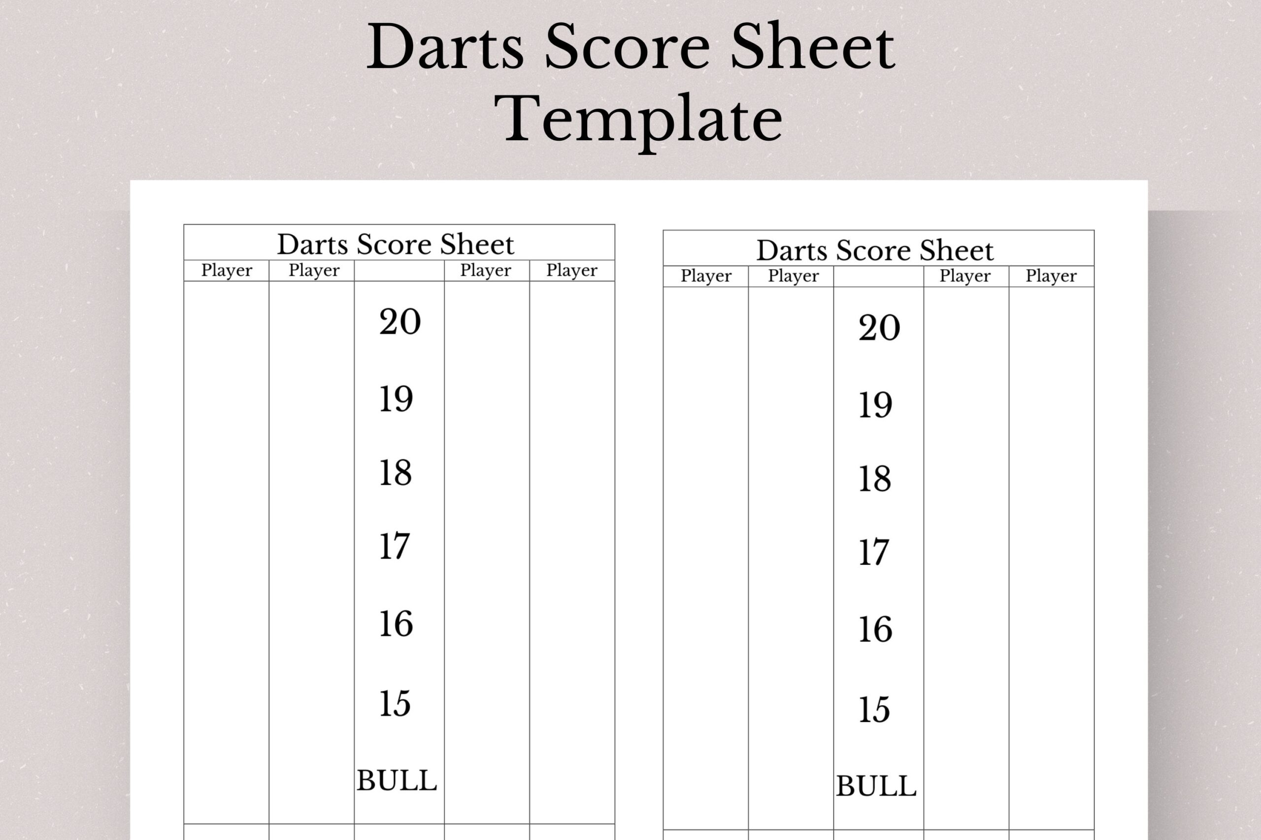 Printable Darts Score Sheet Template PDF Etsy Printable Darts Score Sheet Template PDF Etsy