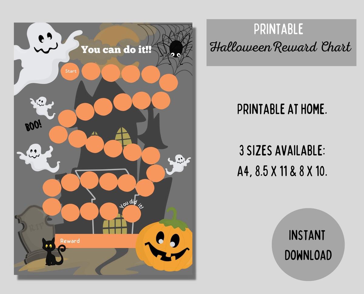 Printable Halloween Reward Chart Kids Chore Tracker Digital Download Etsy