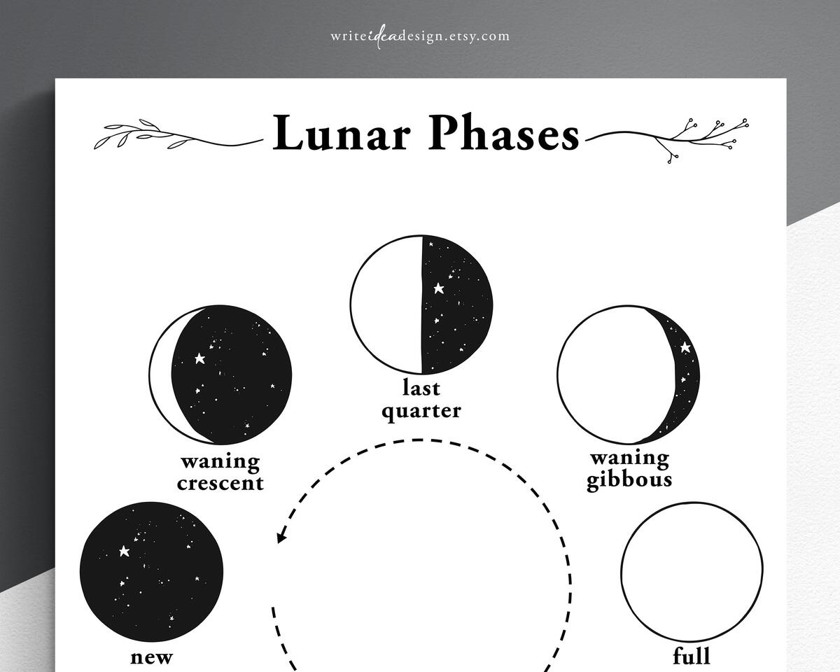 Printable Lunar Phase Chart Moon Cycle Art US Letter A4 PDF Etsy New Zealand Printable Lunar Phase Chart Moon Cycle Art US Letter A4 PDF Etsy New Zealand