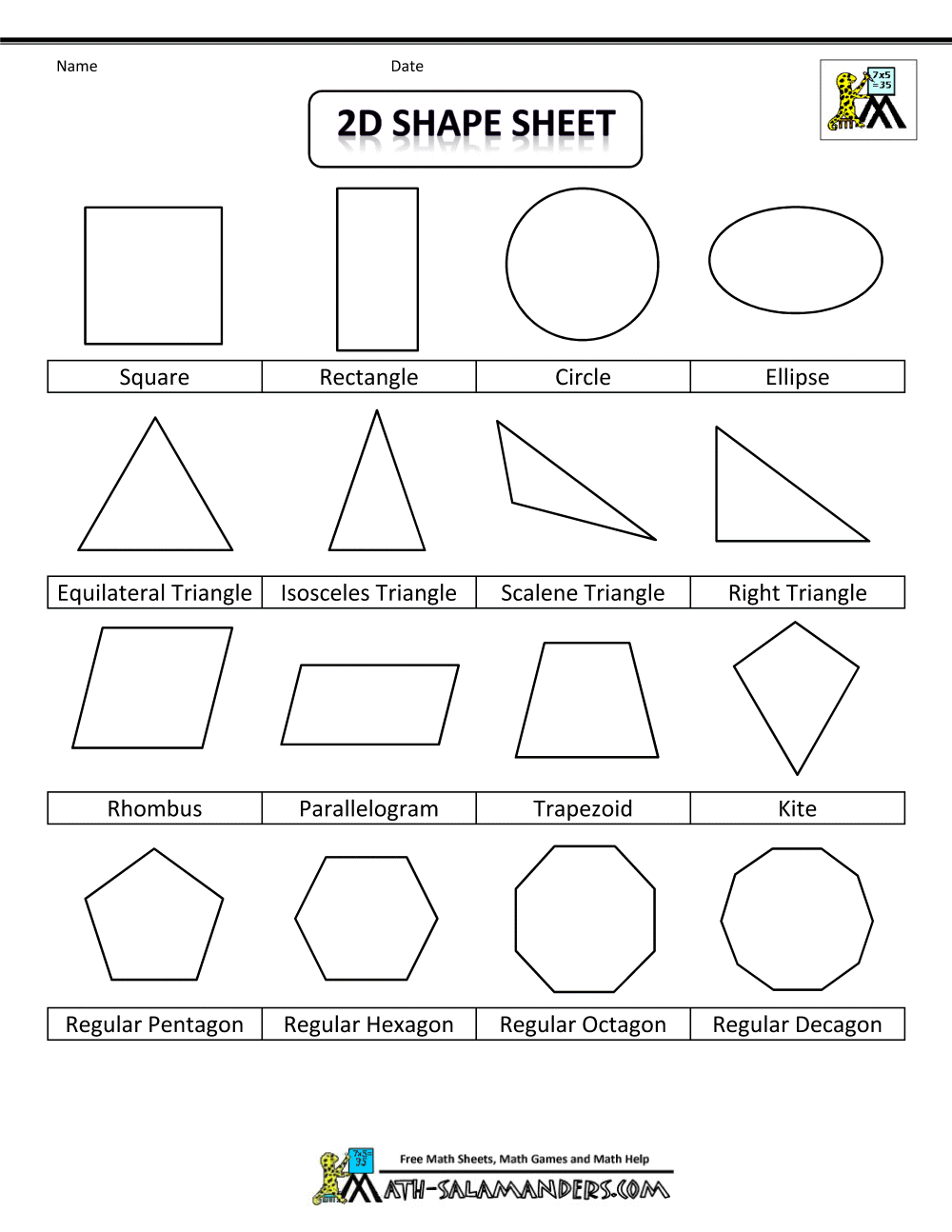 Printable Shapes Chart Home School Learning PDF File Etsy