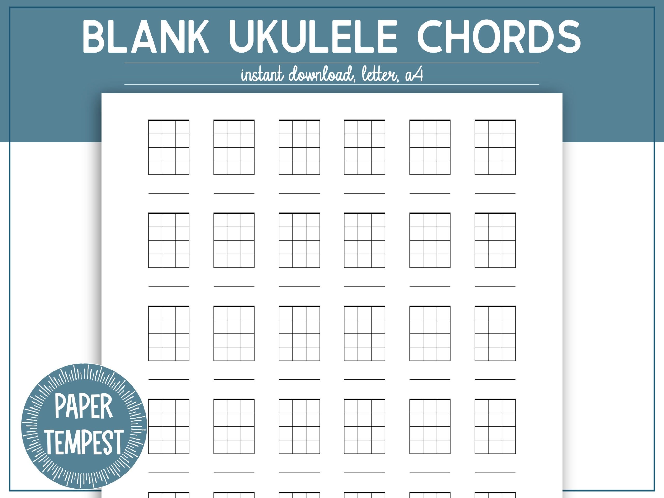 Printable Ukulele Chord Chart Blank Chord Chart PDF For Students Blank Ukulele Chord Diagrams DIY Chord Notation Chart For Teachers Etsy