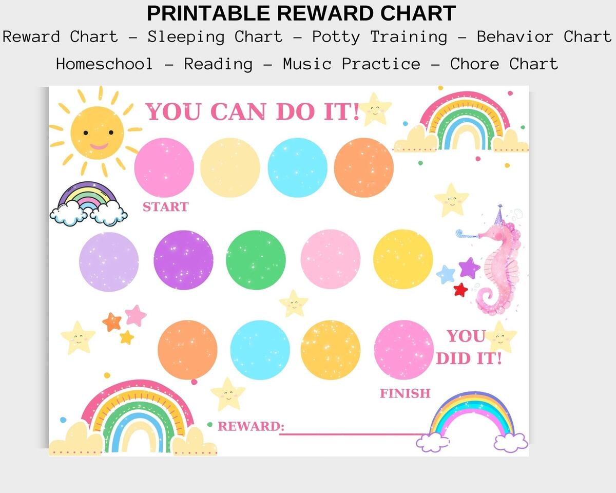 Rainbow Reward Chart For Kids Printable Chore Behavior Tracker PDF Download Etsy