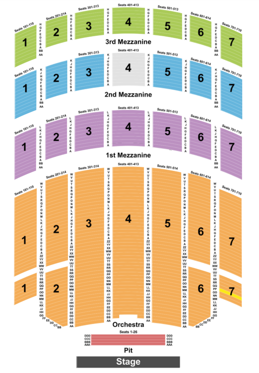 Seating Chart Radio City Music Hall Manhattan New York