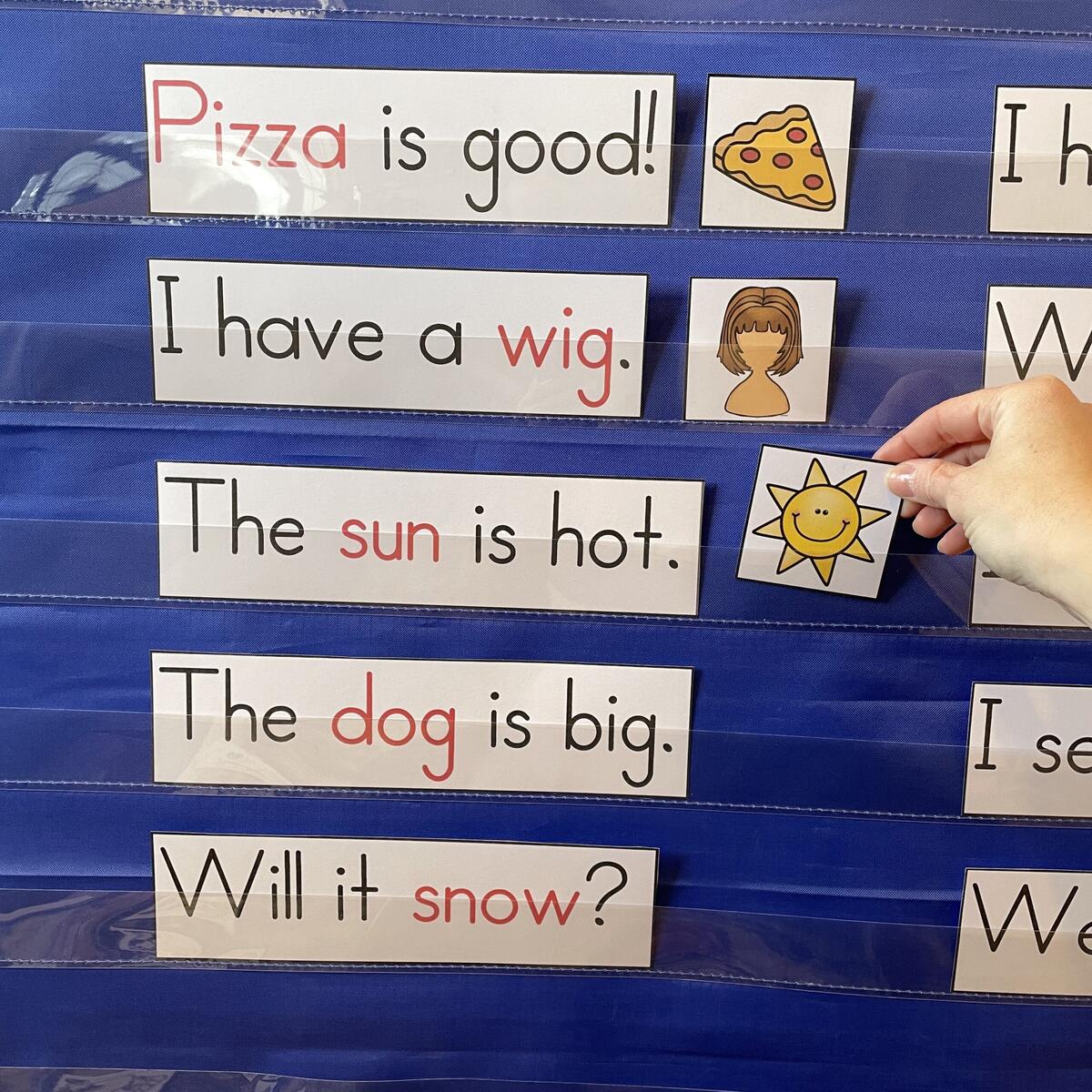 Simple Sentences Pocket Chart Center For Kindergarten Kindergarten Creations