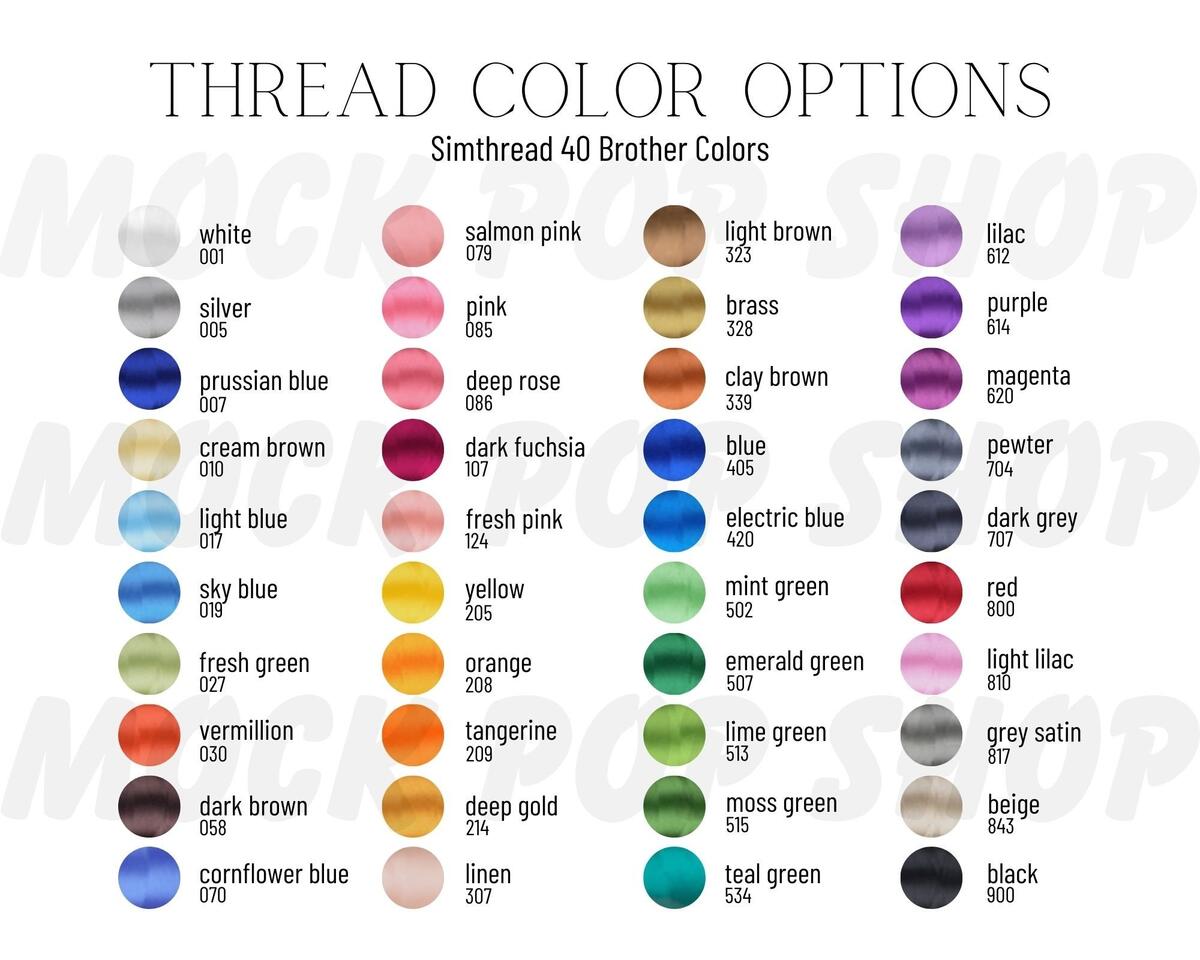 Simthread 40 Thread Brother Color Options Editable Color Chart Canva Template Etsy Smbalways Thread Chart CSV For Brother Pe Design 10 260 Colors Etsy UK