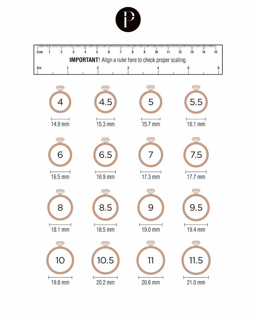 Printable Ring Sizer With International Size Chart Instant Download Etsy Israel
