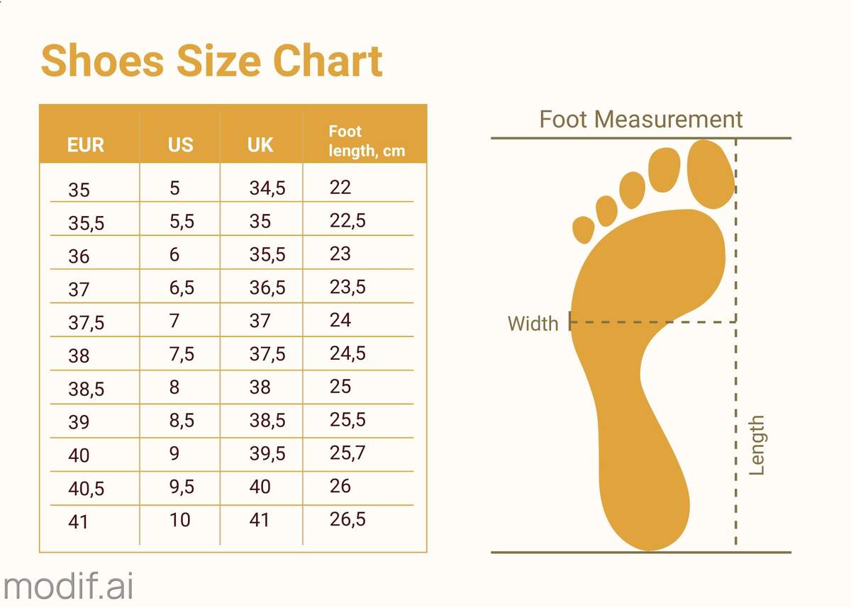 Size Table Chart Template For Shoes Mediamodifier