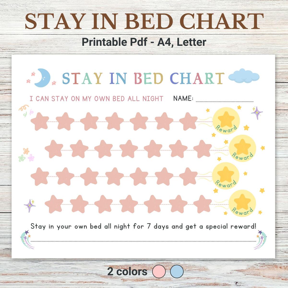 Stay In Bed Chart Kids Printable Behavior Tracker Nighttime Routine Rewards Letter A4 Sizes Etsy