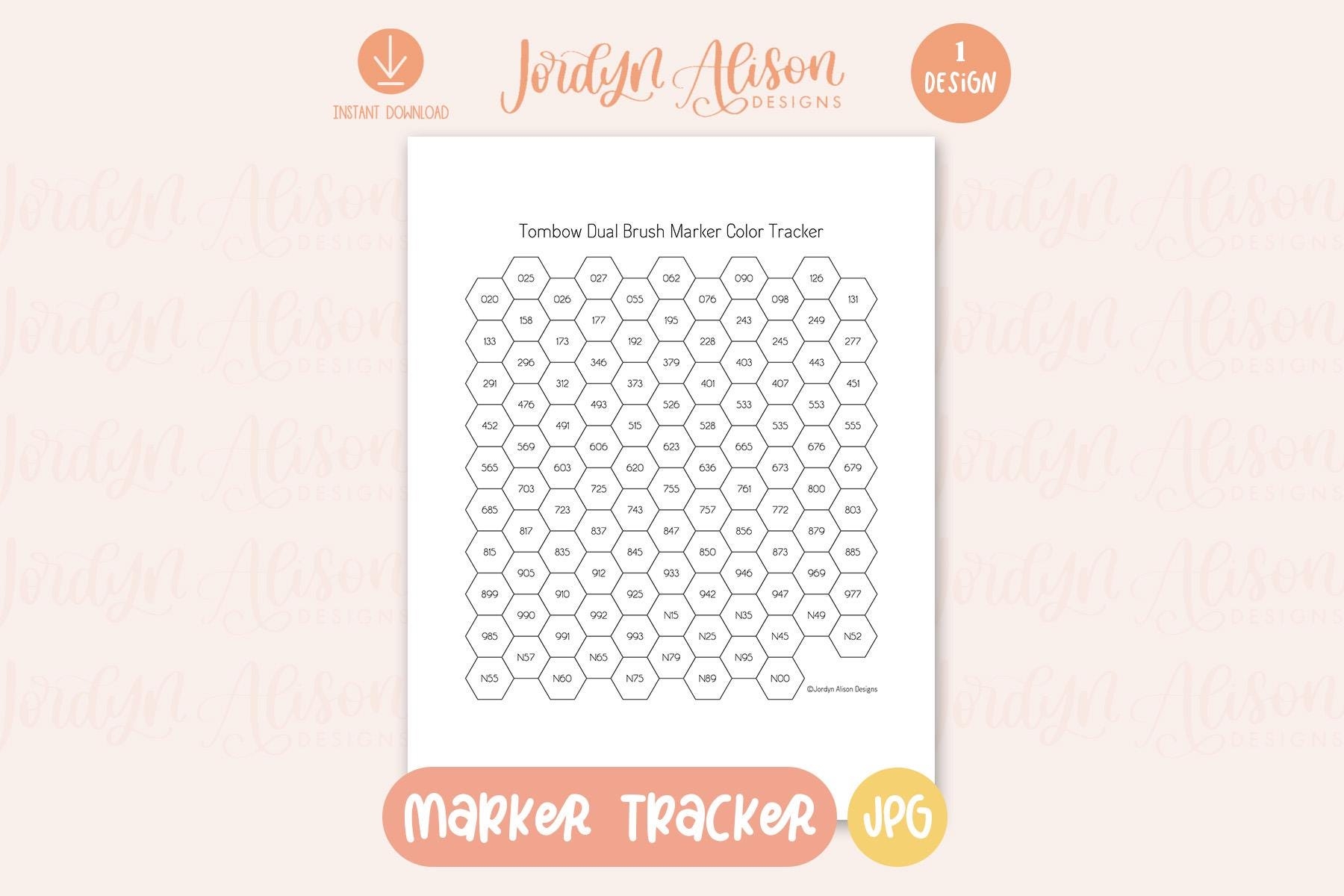 Tombow Dual Brush Marker Tracker Update To Include All 108 Markers Hand Lettering Tracker Etsy