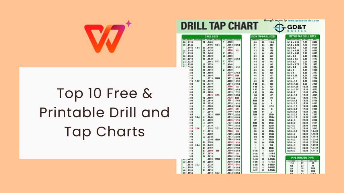 Top 10 Free Printable Drill And Tap Charts Download Edit Easily