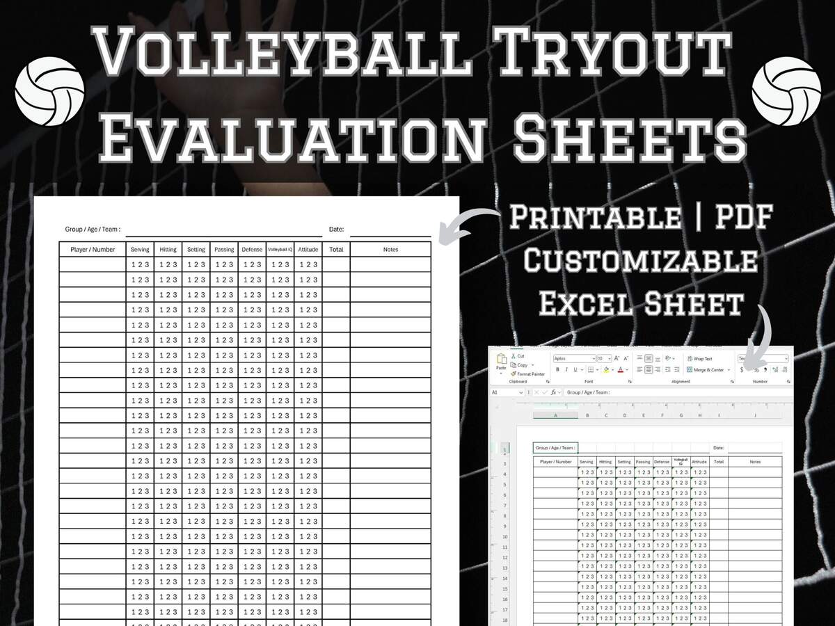 Volleyball Tryout Evaluation Sheets Etsy Volleyball Tryout Evaluation Sheets Etsy