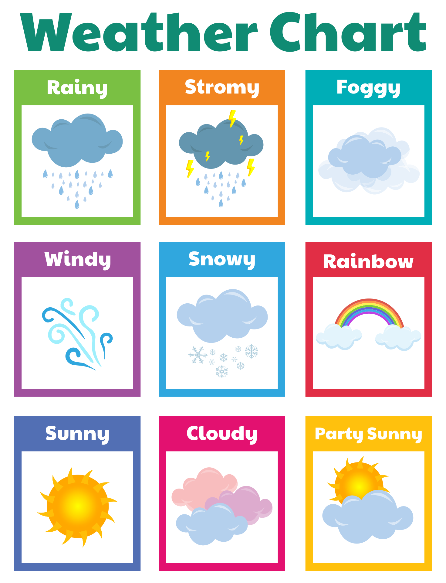 Weather Chart For Kids In Illustrator PDF Download Template