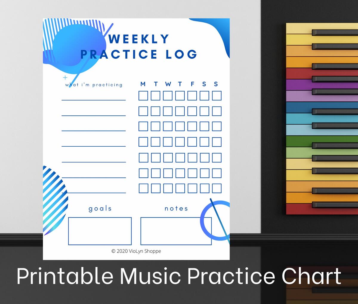 Weekly Practice Log Printable Music Practice Sheet Music Teacher Tool For Students Etsy