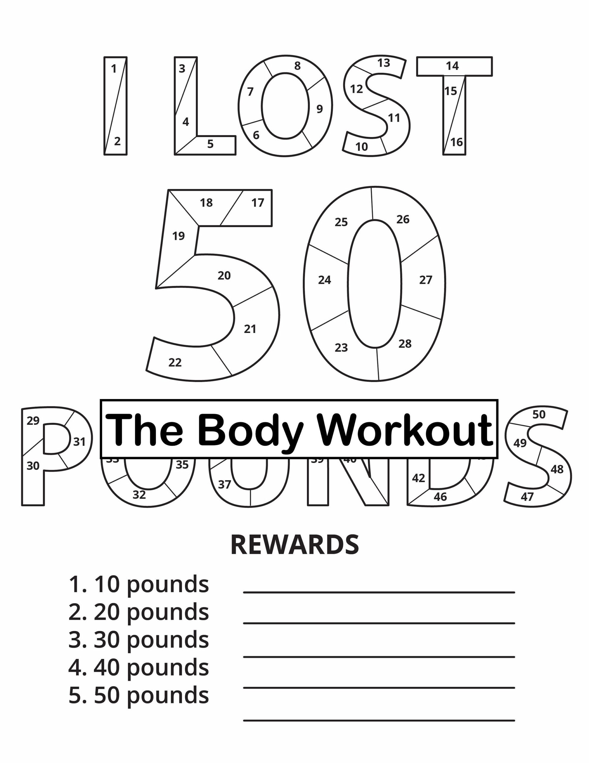 Weight Tracker With Rewards Chart 50 Pounds Weight Loss Printable Etsy