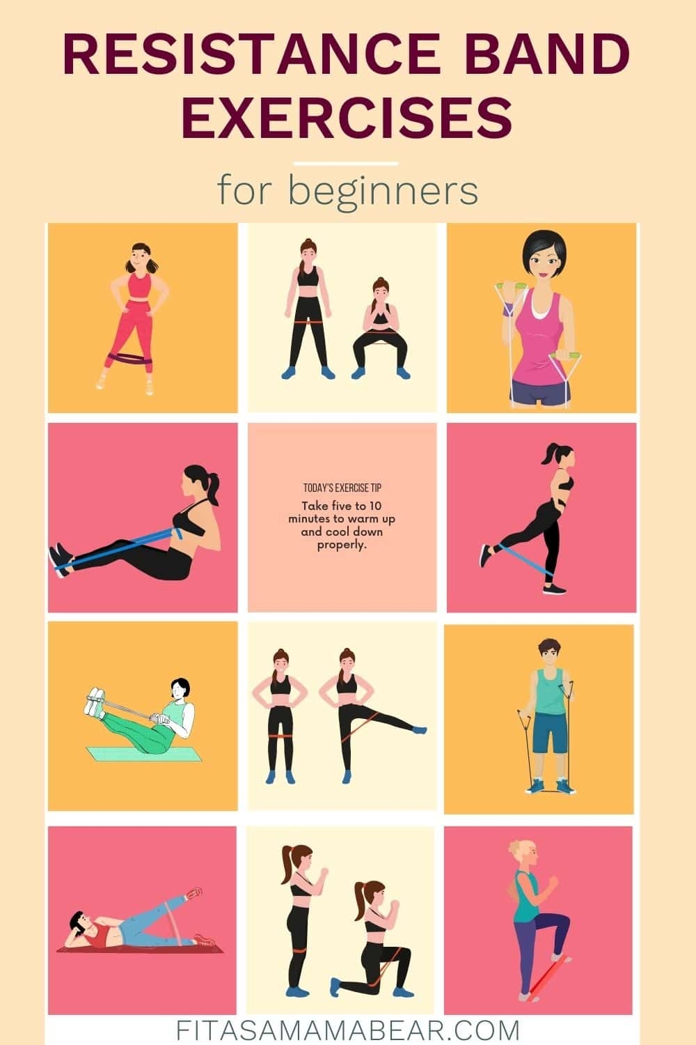 Workout Chart Pdf Printable Resistance Band Exercises Chart Resistance Band Workout Moves Workout Chart Resistance Band