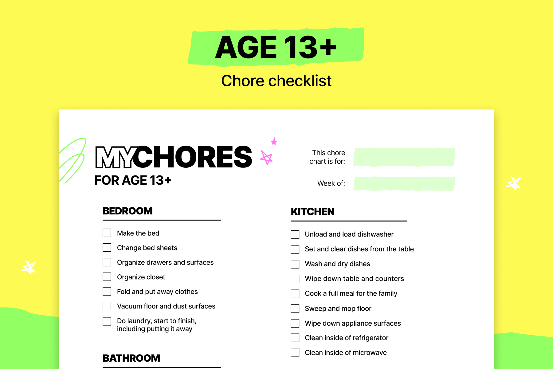 10 Free Printable Chore Charts For Kids 2026 Mydoh