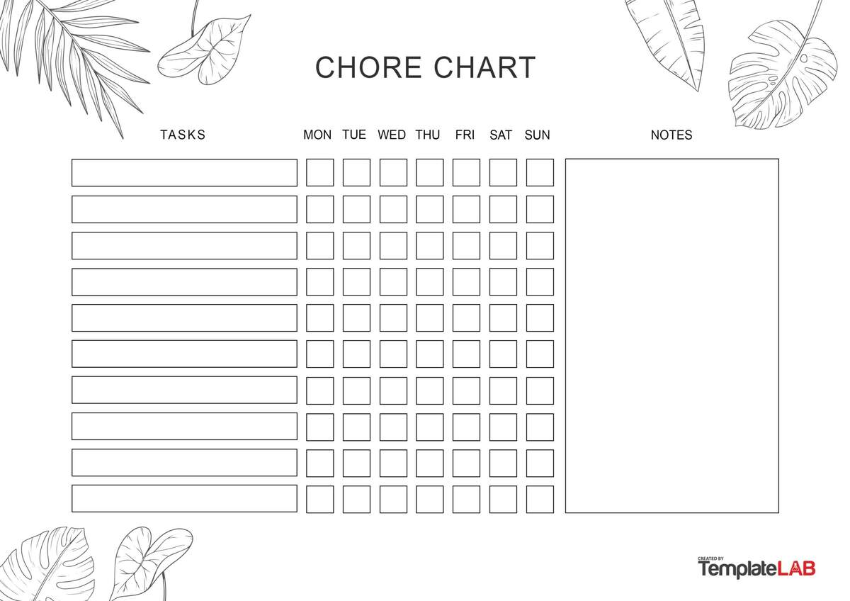 23 FREE Chore Chart Templates For Kids TemplateLab