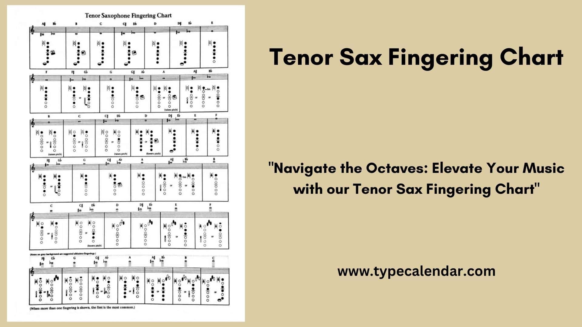 Full Range Tenor Sax Fingering Chart From Low Bb To Altissimo D Very High Notes Plus Printable Manuscript Paper Etsy