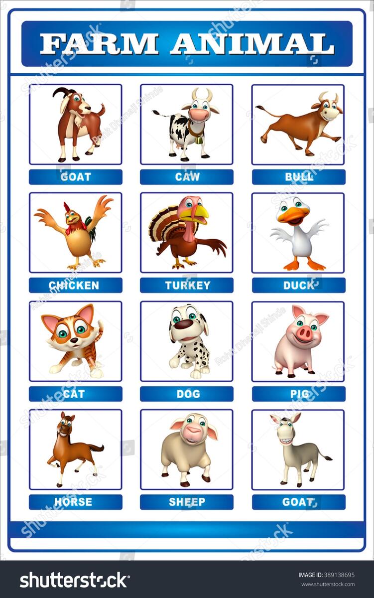 3d Rendered Illustration Farm Animal Chart Stock Illustration 389138695 Shutterstock