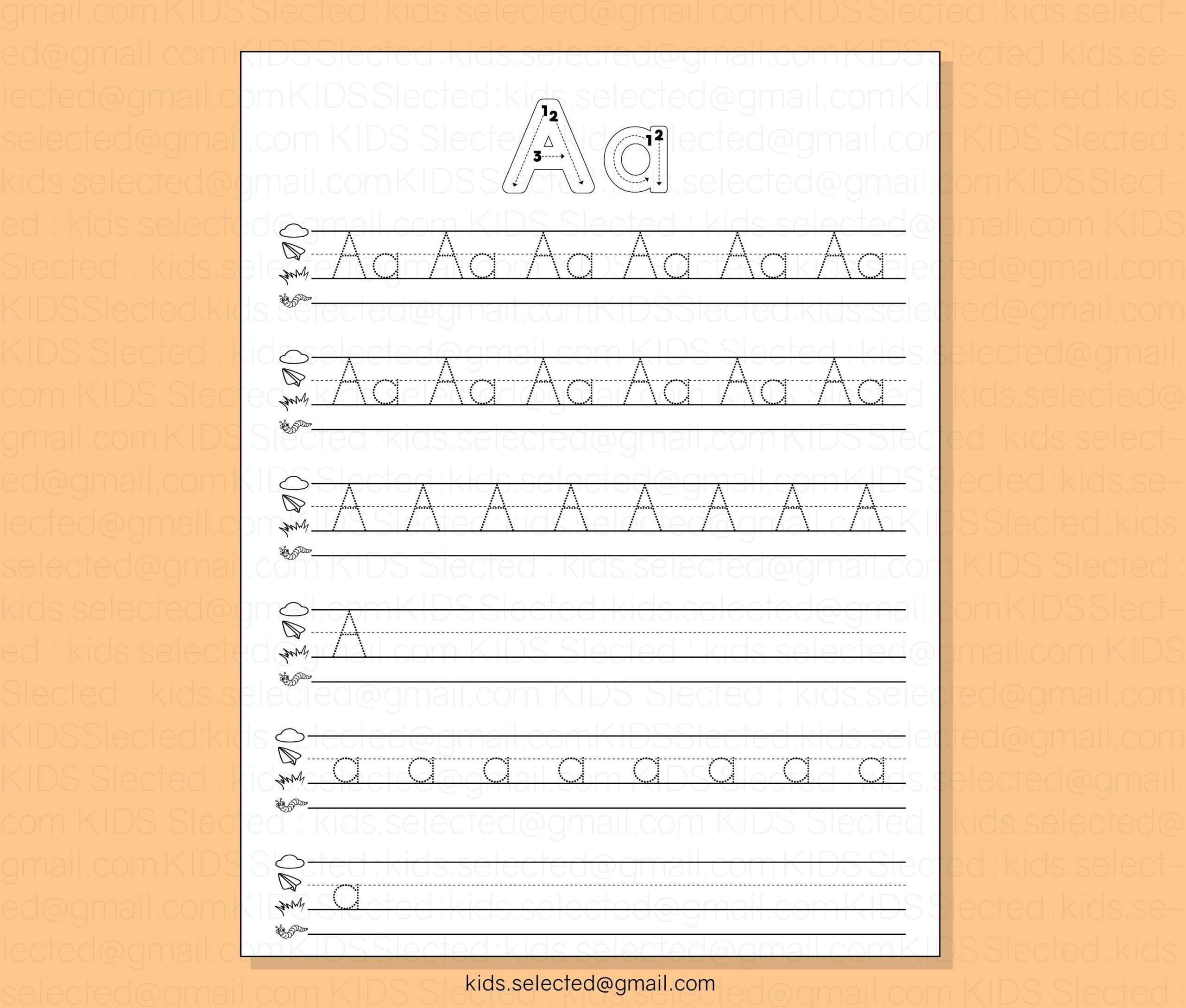 Alphabet Tracing Worksheets Printable Letter ABC Handwriting Practice Activity Sky Line Plane Line Grass Line Worm Line For For Kindergarten Etsy Israel