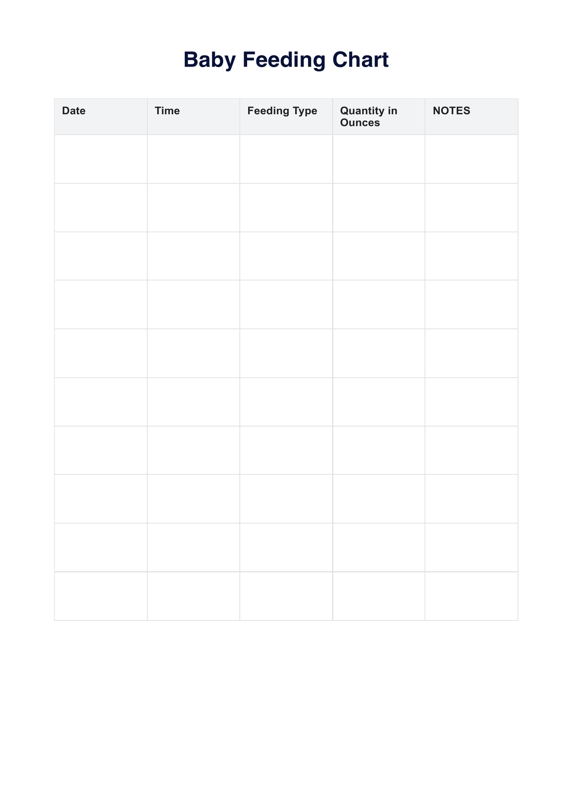 Free Daycare Baby Feeding Chart Template To Edit Online