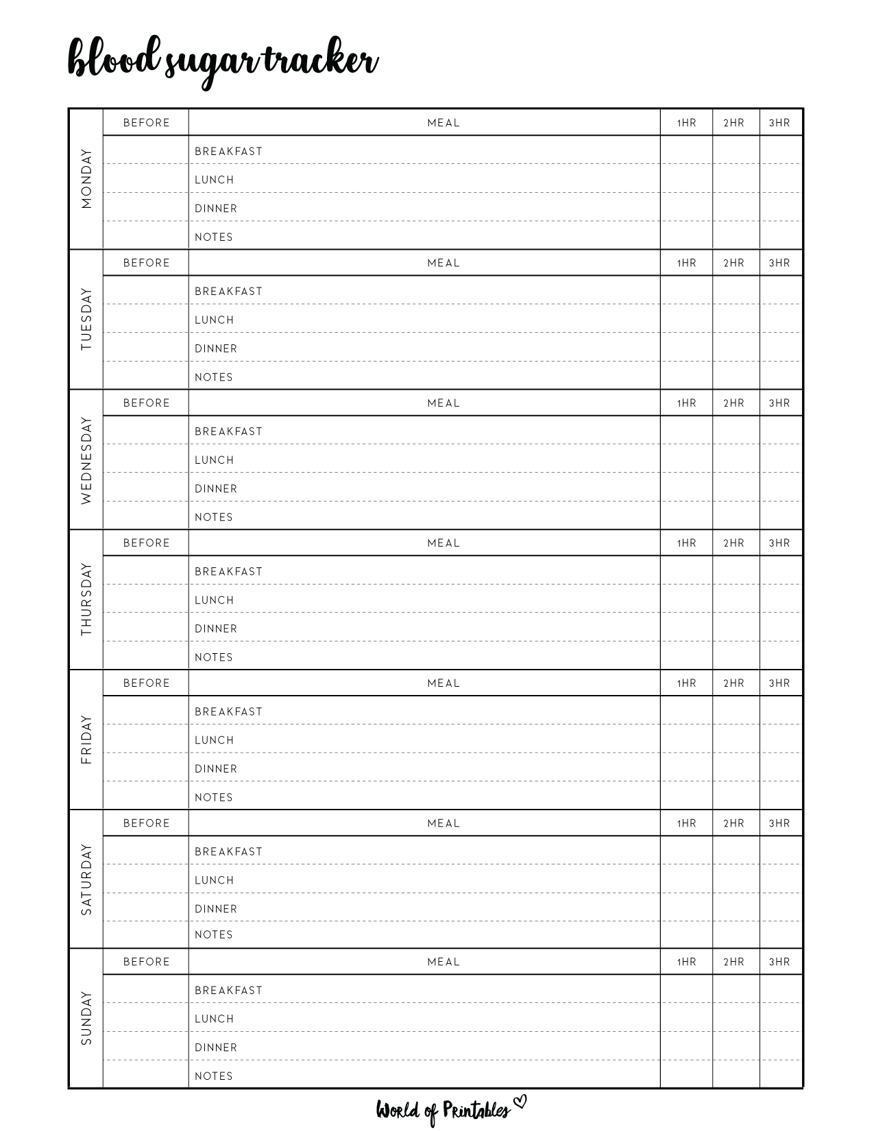 Blood Sugar Logs World Of Printables