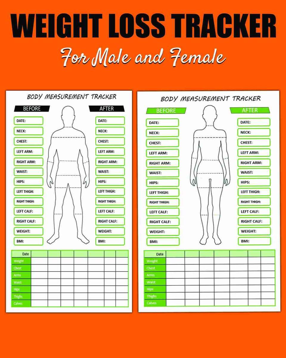 Body Measurement Tracker Printable Weight Loss Progress PDF Etsy
