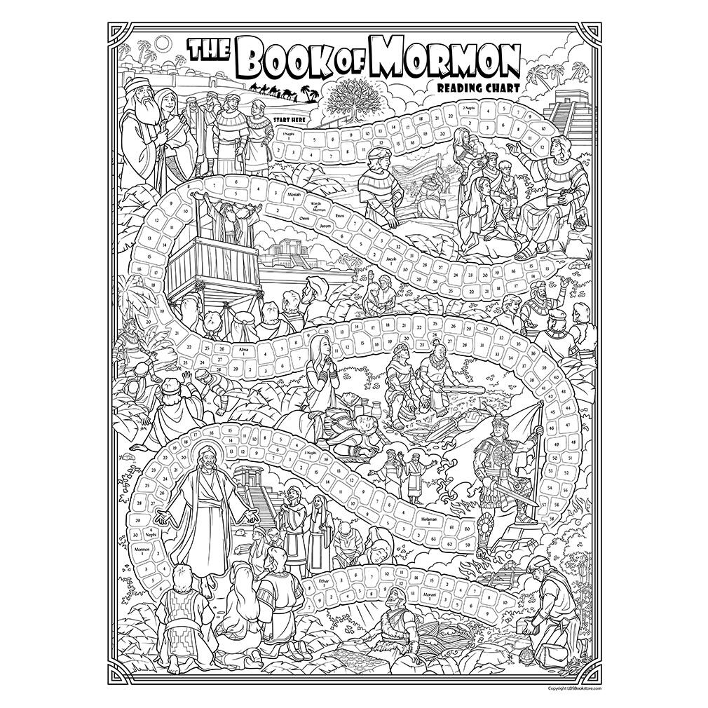 Book Of Mormon Reading Chart Poster Coloring Roadmap
