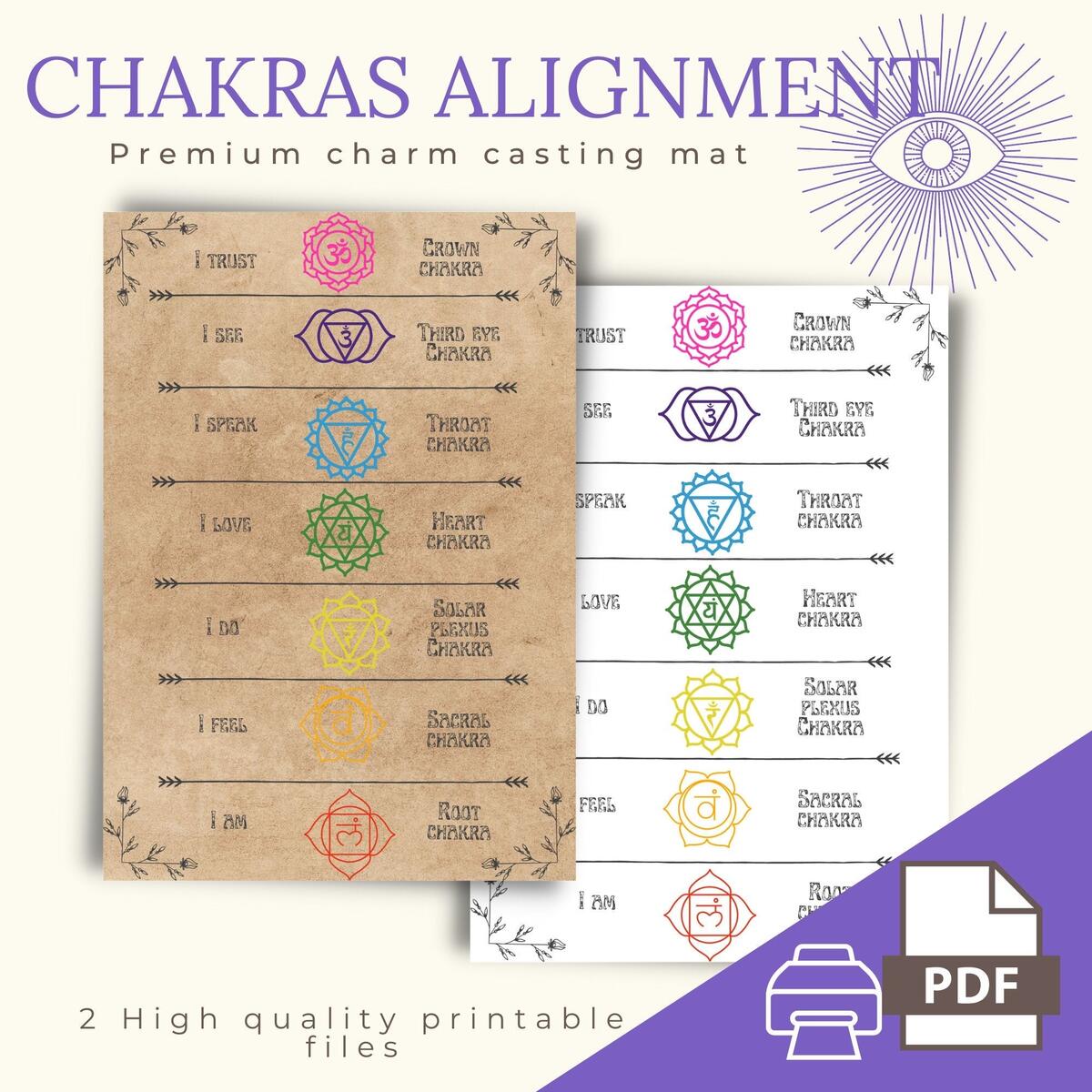 Chakras Charm Casting Mat For Runes Charms Bones Crystals Lithomancy For Fortune Tellers Printable File Etsy