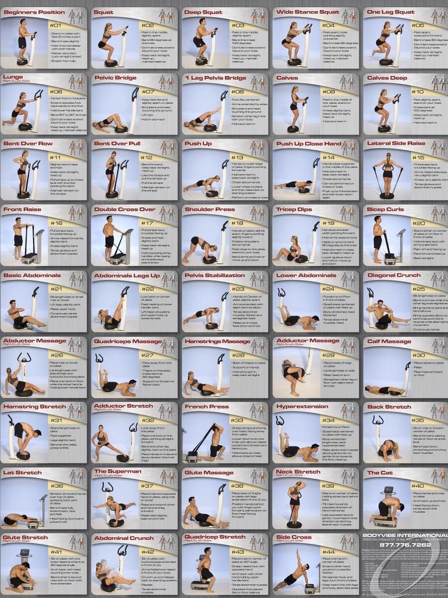 Chart Download Vibration Plate Workout Poster 6 Exercise Charts Fitness Planners For Whole Body Vibration Machines Chart Pdf